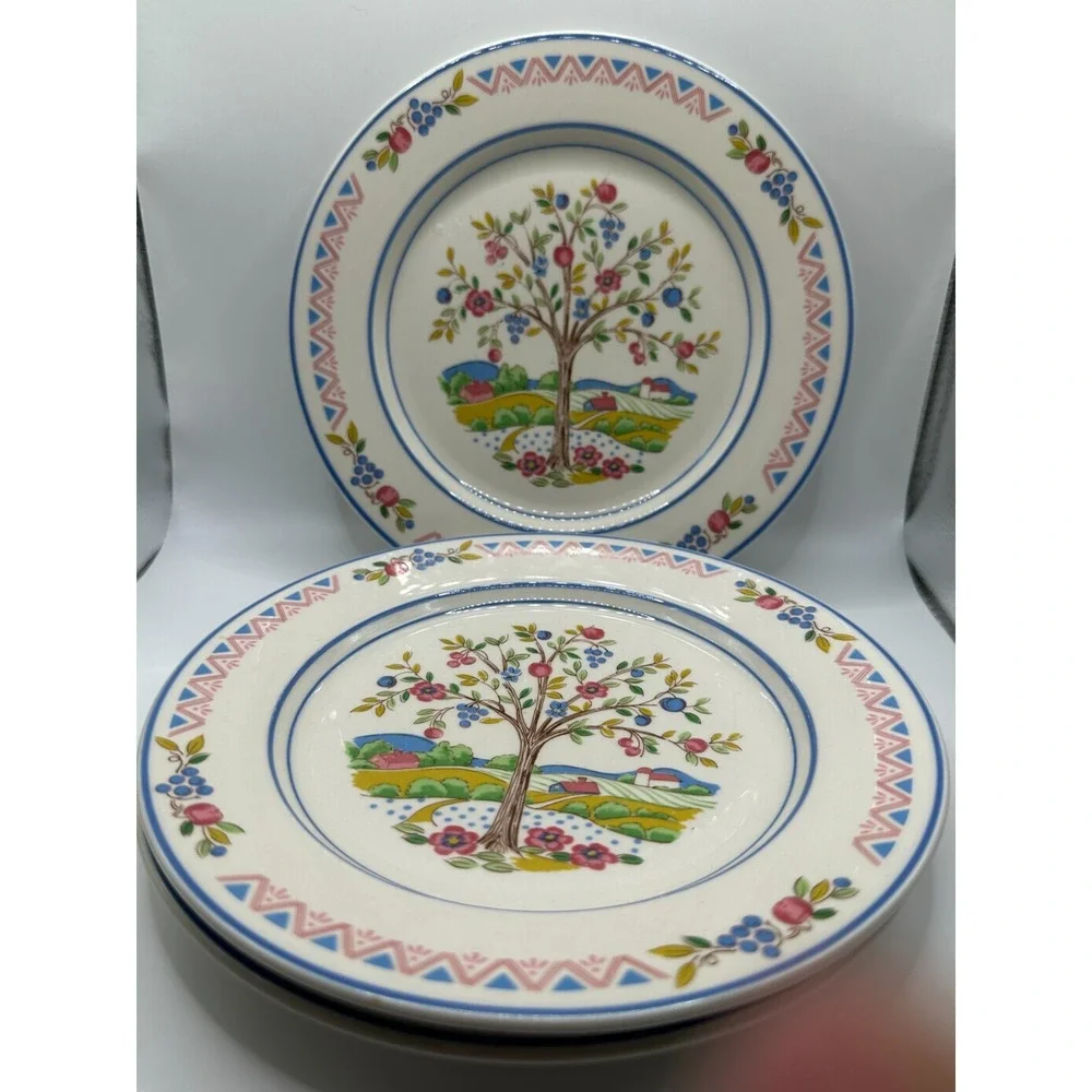 Vintage International‎ China Blueridge Pattern Set/3 Salad Bread Plates Nice!